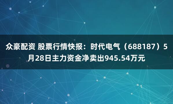 众豪配资 股票行情快报：时代电气（688187）5月28日主力资金净卖出945.54万元